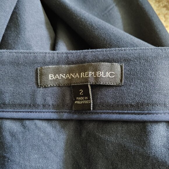 NWOT Banana Republic Bi-Stretch Wrap Side Slit Navy Blue Pencil Skirt (2 US) - Picture 11 of 15